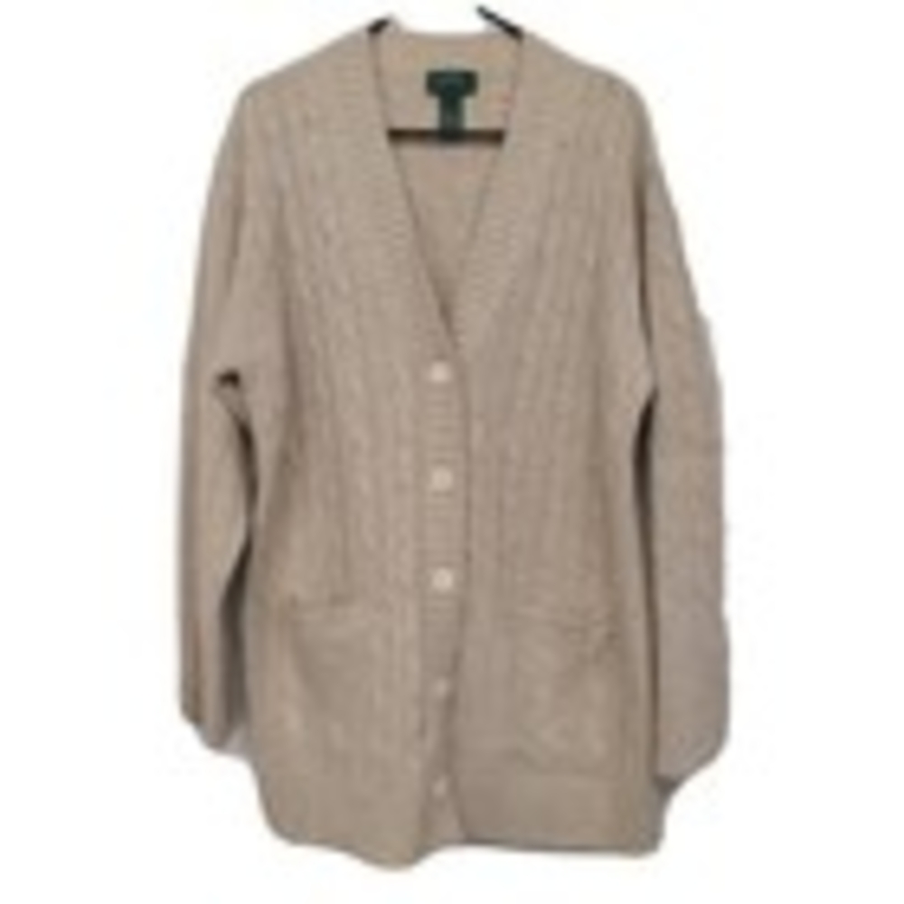 Ralph Lauren Cashmere Blend Beige Cable Knit Cardigan sz.M